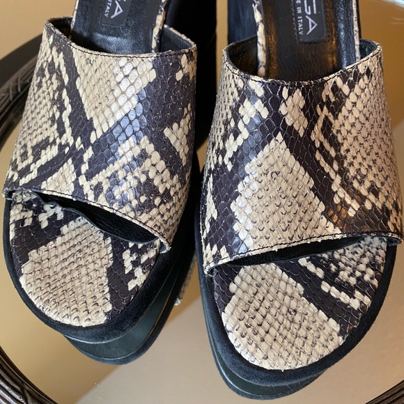 Vintage Via Spiga Chunky Snakeskin Wedges Size 8.5 - Picture 10 of 10